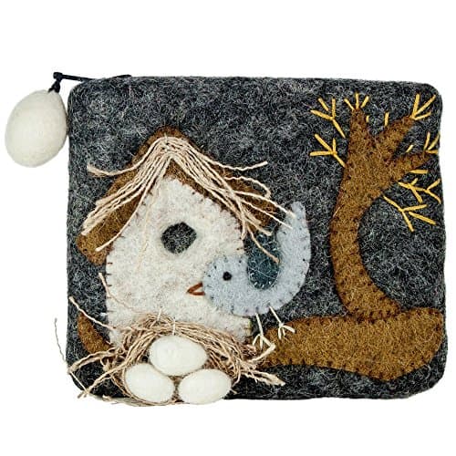 Dzi Felted Coin Purse Nesting Bird