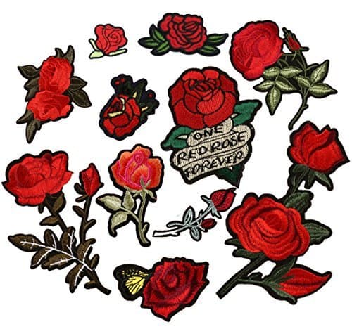 Arisingdeals 11 Pieces Rose Patch Embroidered Flower Iron on Patch Applique for Jacket, Jeans, Dress, Shoes, Bags