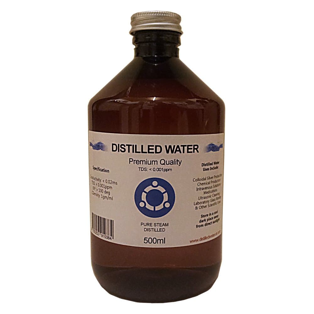 Distilled Water - 500ml - Pure Steam Distilled - 0ppm