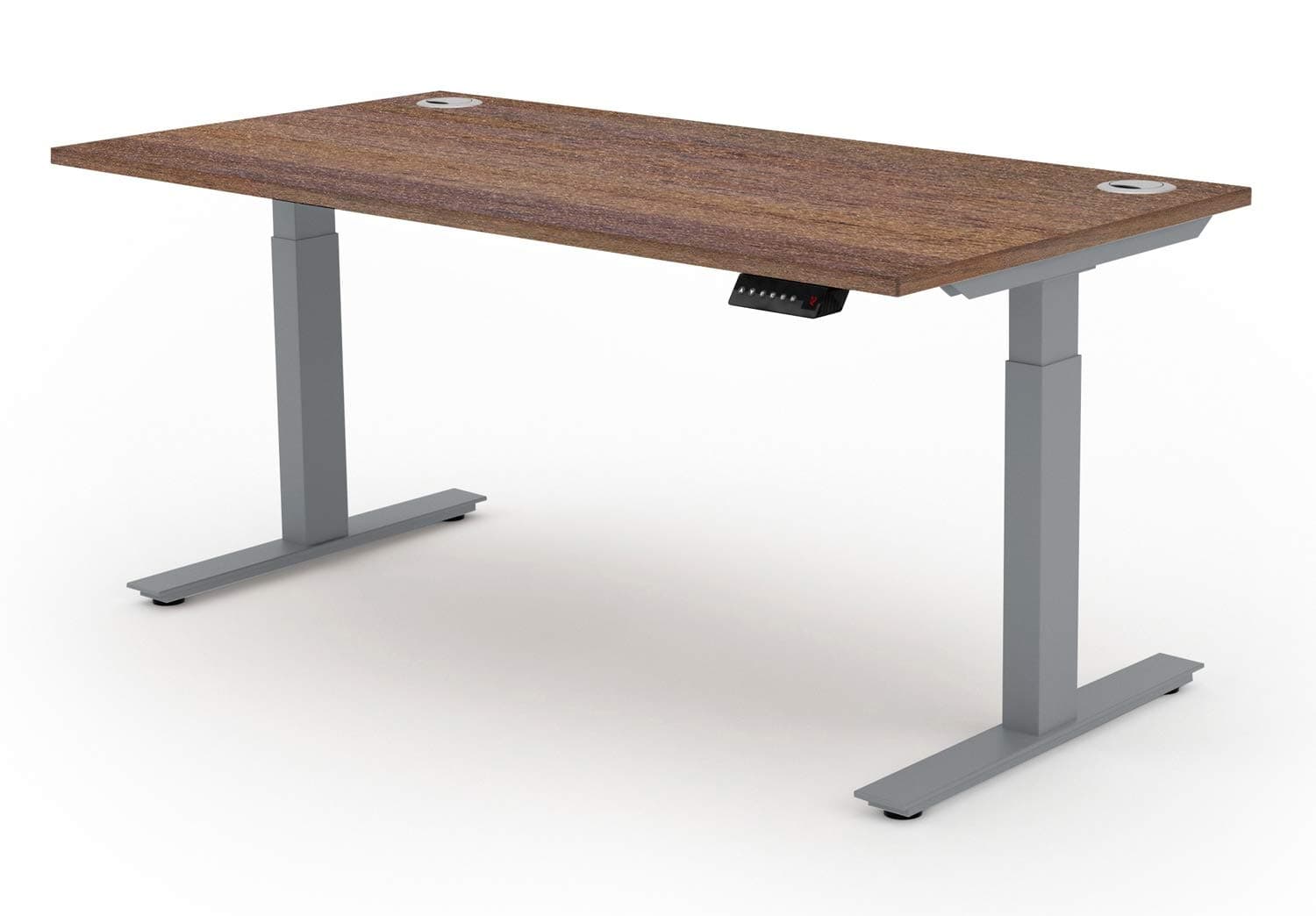 NOVA Vector Electric Height Adjustable Sit Stand/Standing Desk, 1600mm, Walnut with Silver Frame