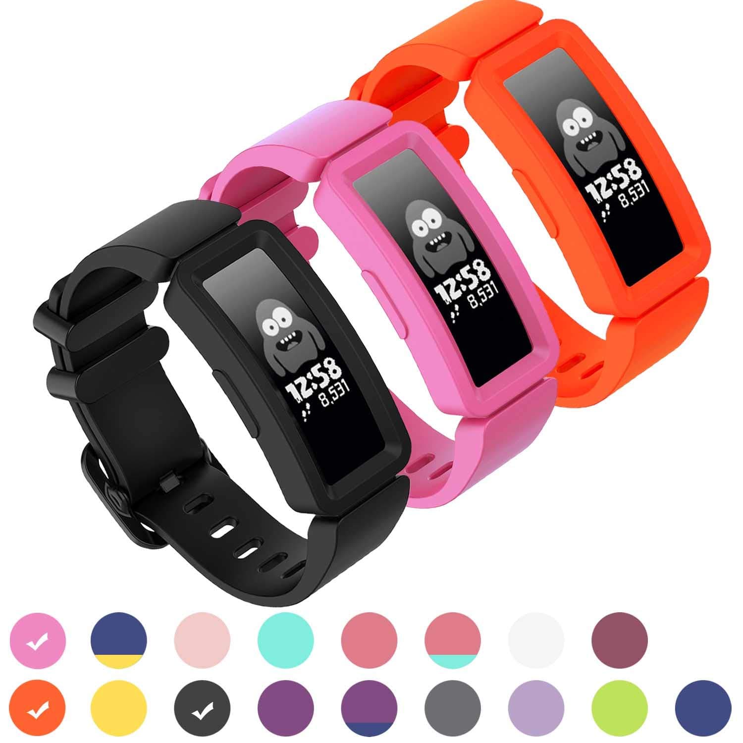 GVFM Compatible with Fitbit Ace 2 Bands for Kids 6+, Soft Silicone Bracelet Accessories Sport Strap Boys Girls Wristbands Compatible for Fitbit Ace 2