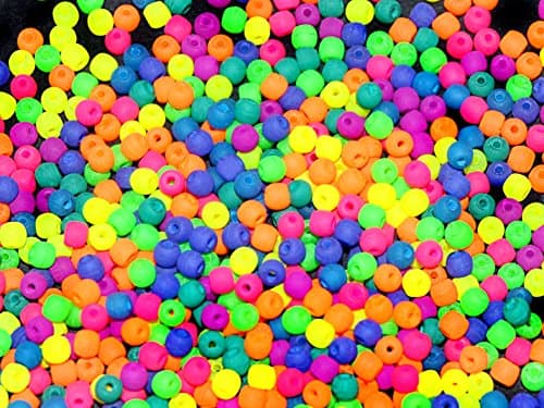0.14oz (4 Grams) (About 300 Pcs) 2 mm Czech Glass Round Pressed Beads Estrela Neon (UV Active-Glow in UV Light!) Color Mix