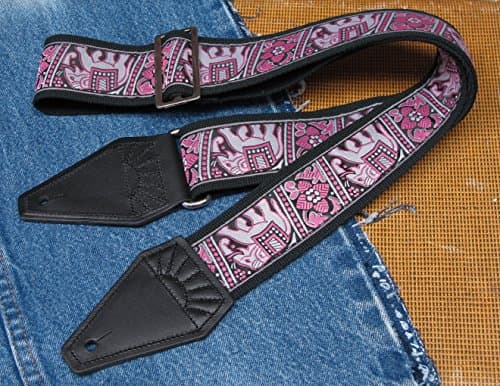 Pink Elephants Cotton USA-made TROPHY Guitar Strap