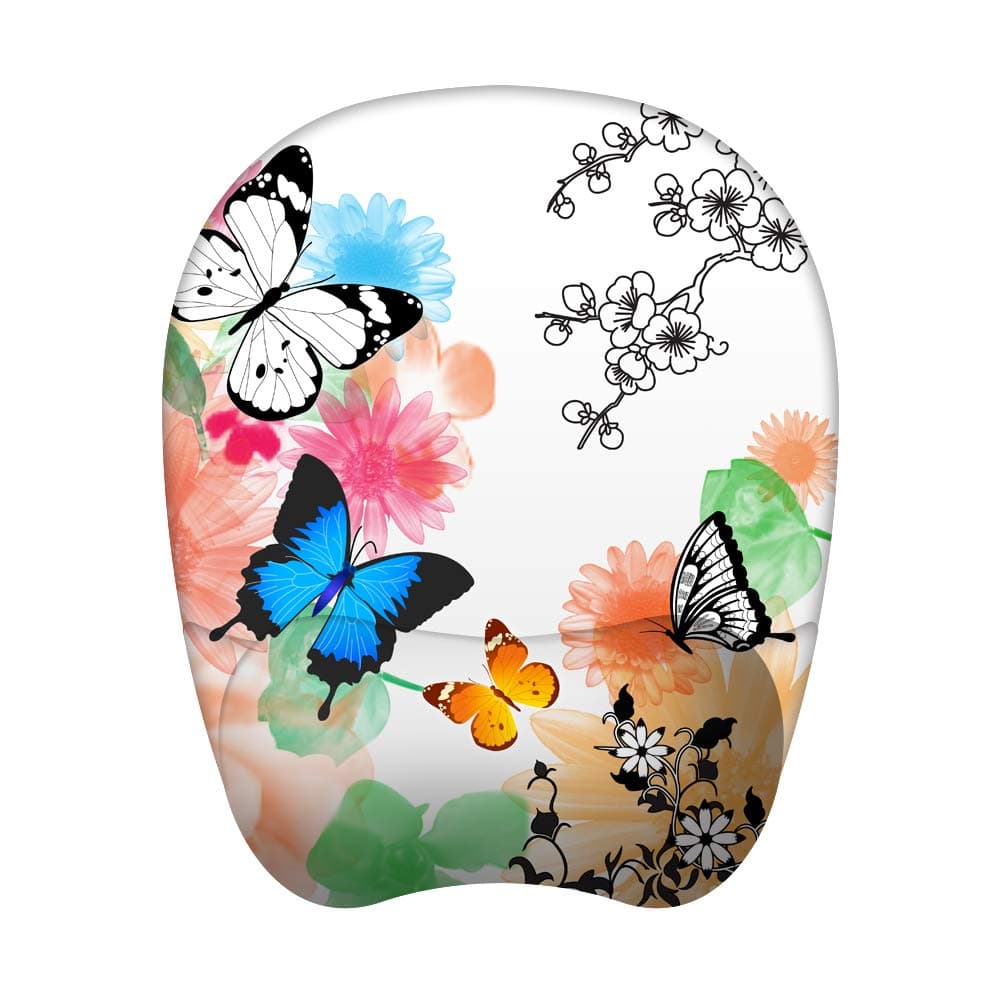 Holilife Wrist Rest Mouse Pad, Non-Slip Mouse Mat with Comfortable Memory Foam Padding and Ergonomic Design for PC Computer Laptop Mac,Butterfly