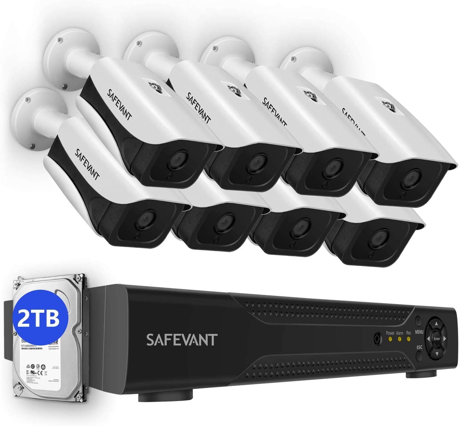 [2020 New] 5MP Security Camera System with 2TB Hard Drive,SAFEVANT 8 Channel Super HD DVR Security Systems 1080P Outdoor Indoor Home Surveillance Cameras with Night Vision Motion Detection