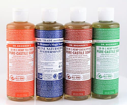 Dr. Bronners Liquid Castile Soap and Bars, 8oz - 4 and 5-Pack Variety Bundles | Multi Use, Non Toxic, Safe for Entire Family Use (4 Pack (C))