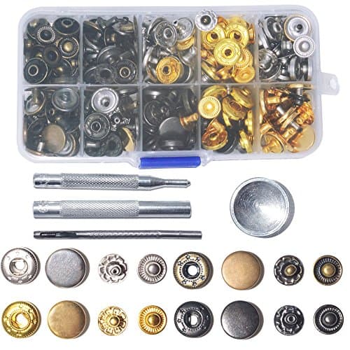 85pcs Snap Button Kit Snap Fastener Kit, YSLF Button Snaps Studs Fasteners Metal Press Studs with 633 Snap Button Tool Kit