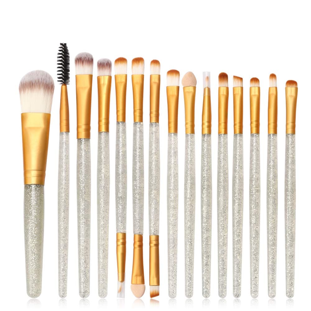 15 Pcs Makeup Brushes Set Professional Eye Makeup Brushes For Eyeshadow Concealer Eyeliner Brow Blending Brush Tool (Golden)