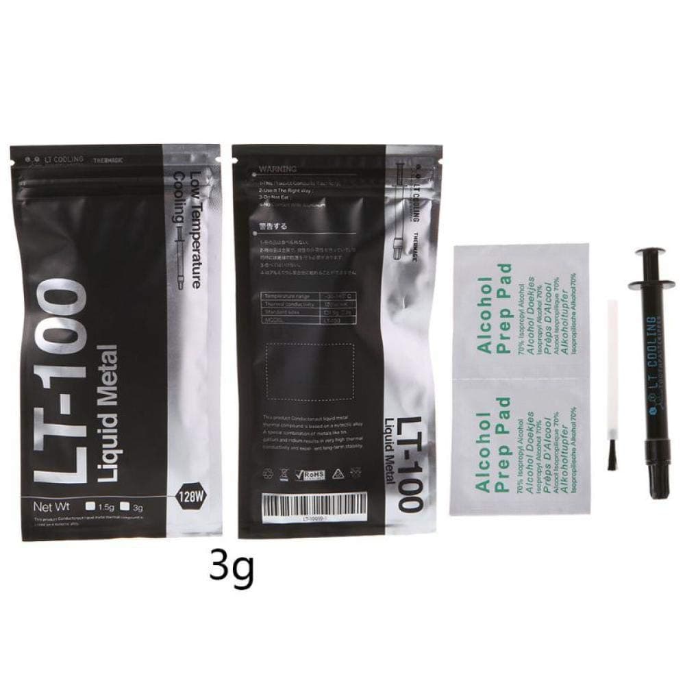 LT-100 Liquid Metal Thermal Conductive Paste Grease for CPU GPU Cooling Liquid Ultra 128W/mK 1.5g 3g Compound Grease for Cooling 3g