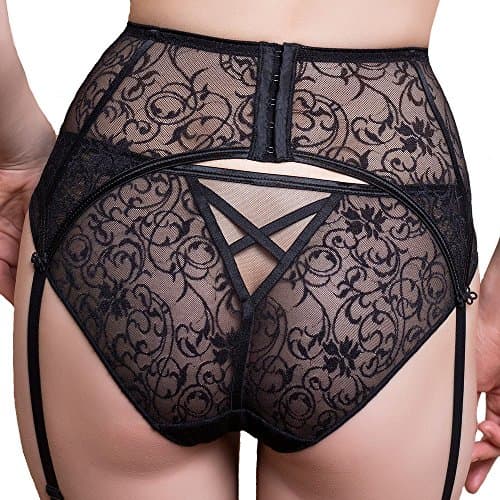 Lavinia Laurel Sheer Lace Garter Belt