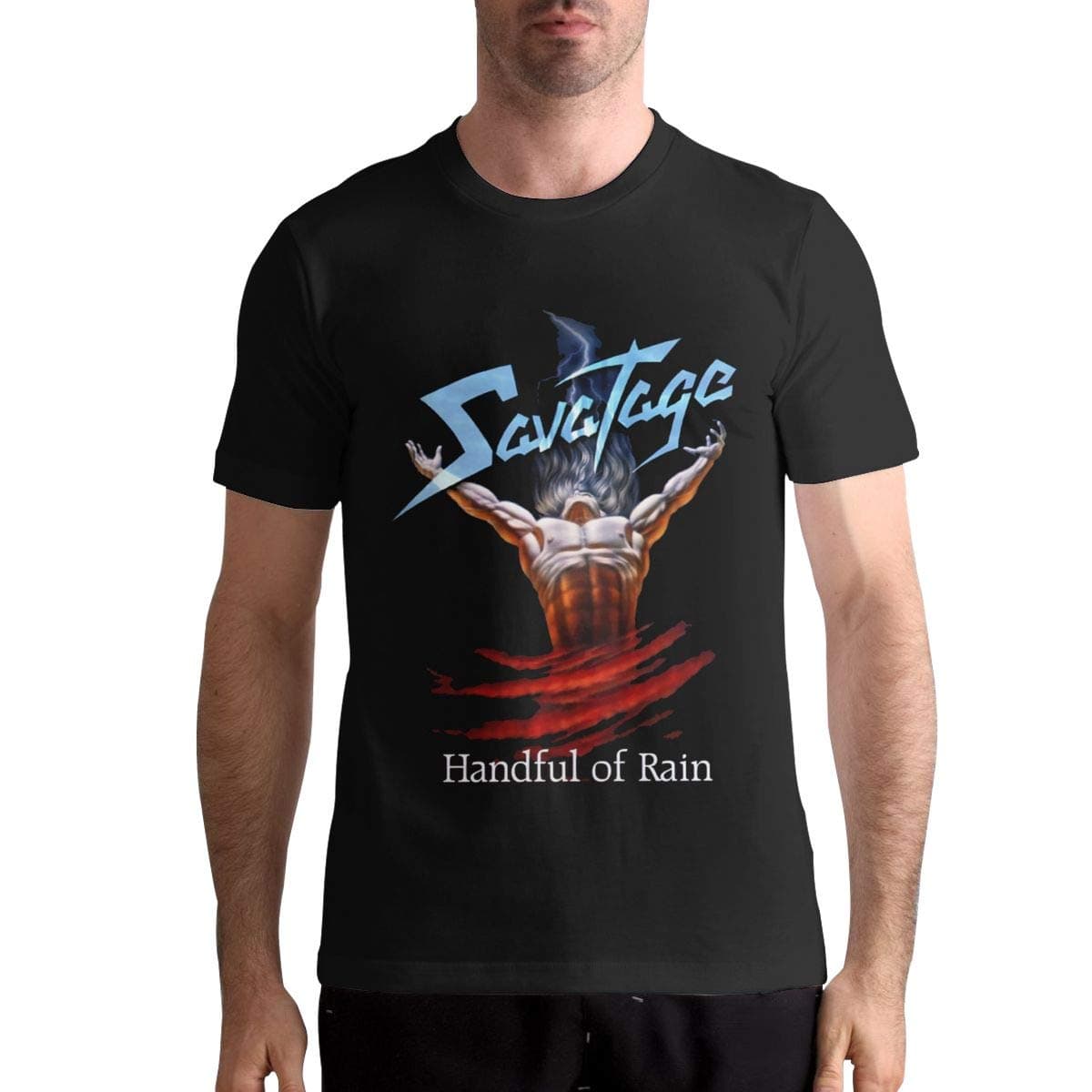Savatage Breathable Mans Tops Short Sleeve Pattern Tees Black