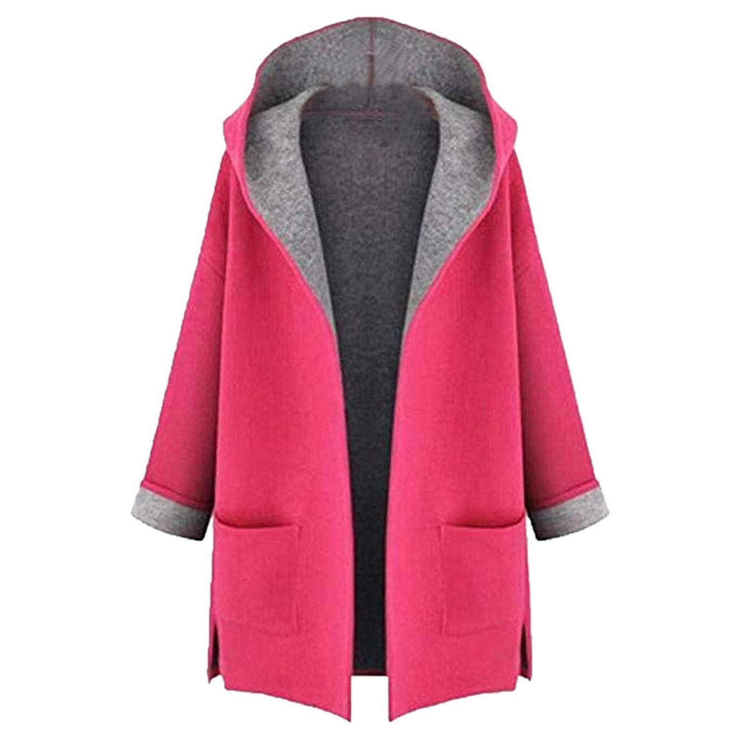 SDHEIJKY Women's Fahion Wool Coat Jacket Medium Long Large Size Loose Front Open Coat