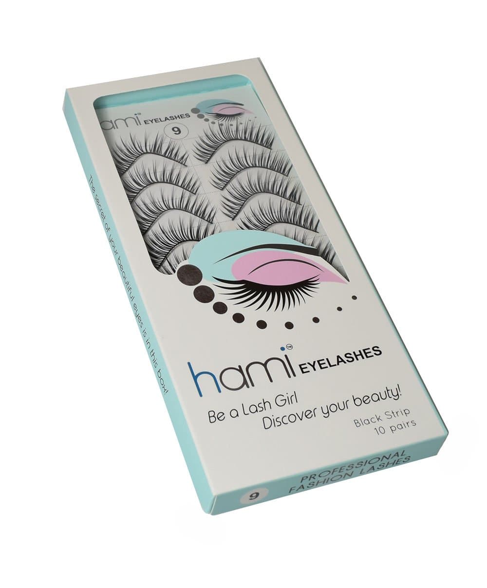 Hami Eyelashes Black Strip 10 pairs (#9) Natural Soft False Fake Eyelashes Makup Extention