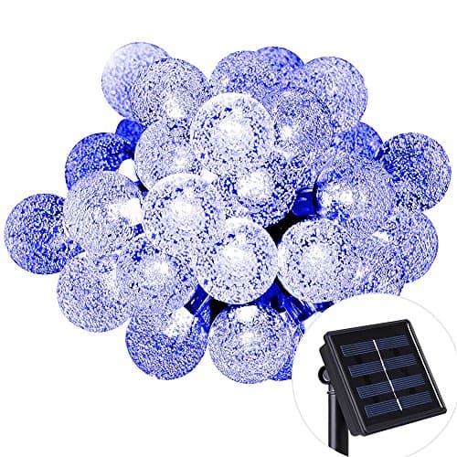 Isightguard Solar Powered Fairy Lights 30 Led 19.68ft Crystal Ball String Light for Outdoor Garden Patio, Christmas, Xmas Tree, Holiday Decoration (Blue)