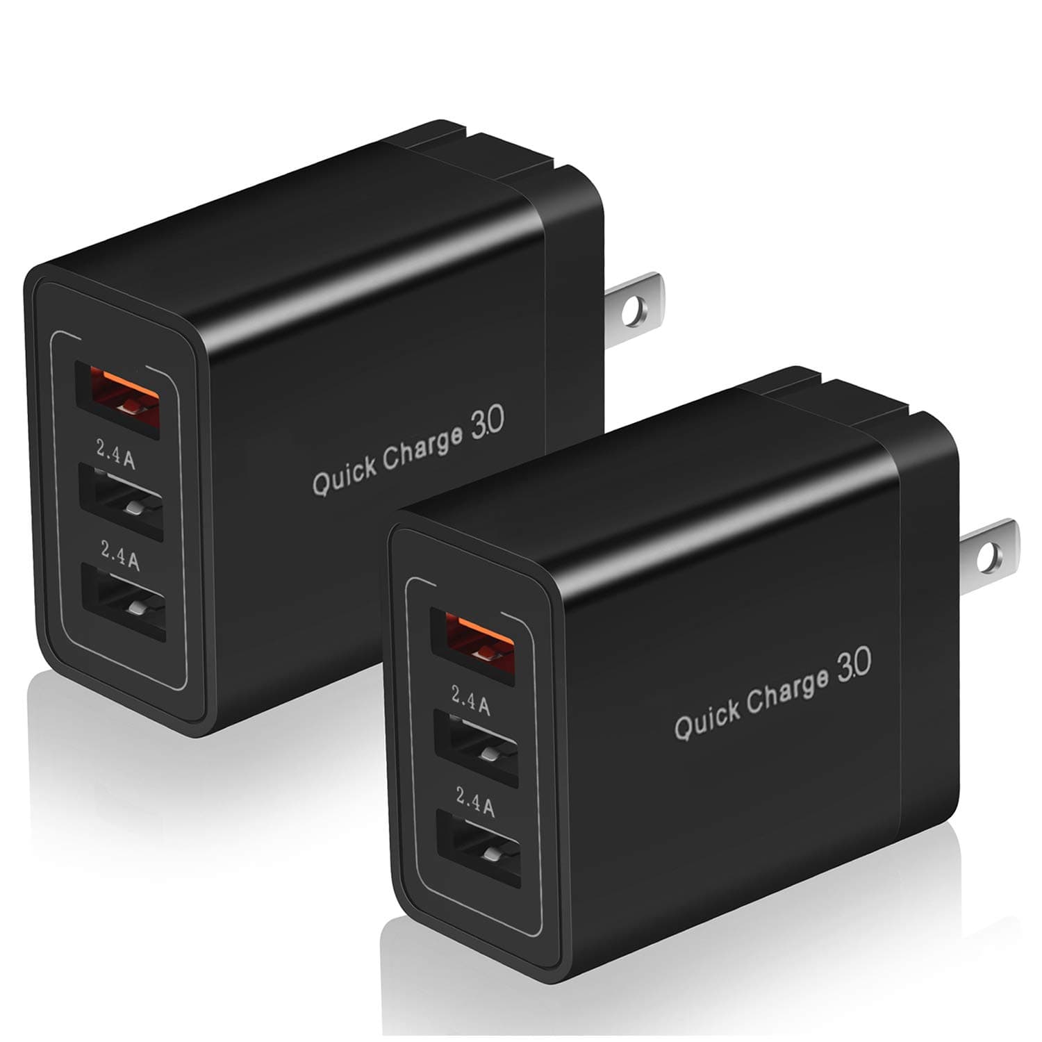Quick Charge 3.0 USB Wall Charger, IVELLTARE 2-Pack 30W 3 Ports (QC3.0X1 + 2.4AX2) Adapter Fast Charging Adaptive Plug Compatible with Samsung Galaxy S10 S9 S8Plus S7 S6 Edge Note9, LG, Kindle, Tablet