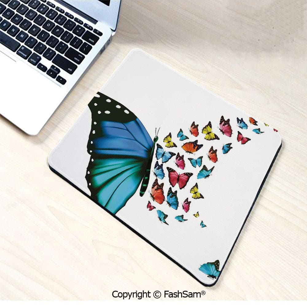 Desk Mat Mouse Pad Creative Conceptual Artwork Monarch Wings Colorful Realistic Natural Wildlife for Office(W9.85xL11.8)