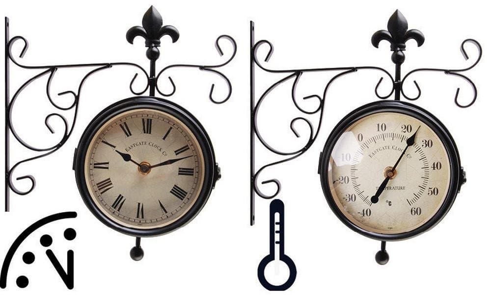 Fallen Fruits TF005 Clock and Thermometer on Hanging Bracket