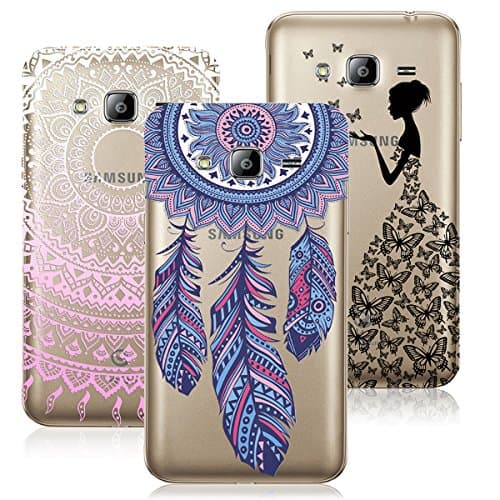 VertTek 3 x Case 3-in-1 Samsung Galaxy J3 (2016) Anti-scratch Case Cover Ultra Thin Transparent Clear Soft Gel Flexible TPU Silicone Soft Case Protection Cover Eiffel Tower + Butterfly + Flower Floral