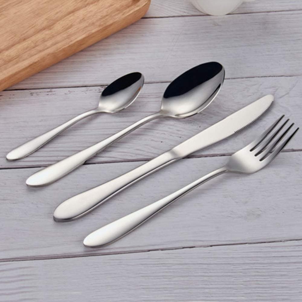 Allright 32 Pcs Cutlery Set Silverware Set with Knife Spoon Fork Mirror Polish Tableware Dinnerware