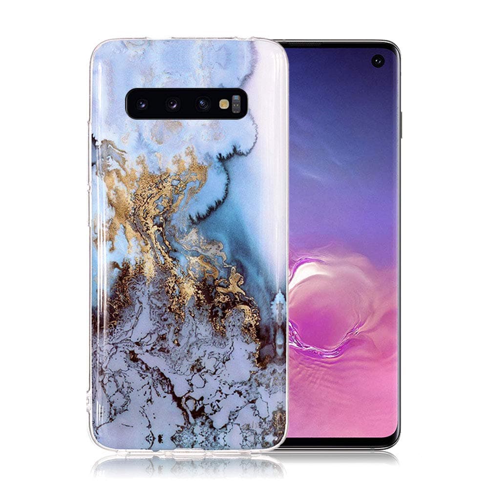 Marble Phone Case for Samsung Galaxy S10, Silicone Case Marble Pattern Ultra Slim Transparent Slim-Fit Anti-Scratch Shock Proof TPU Soft Gel Case Cover Bumper Protective Rubber Shell - Blue