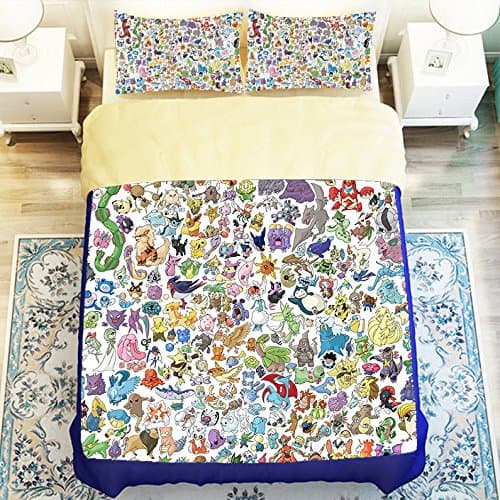 Generic Pokemon Pikachu 4 Piece Duvet Cover Set King Size
