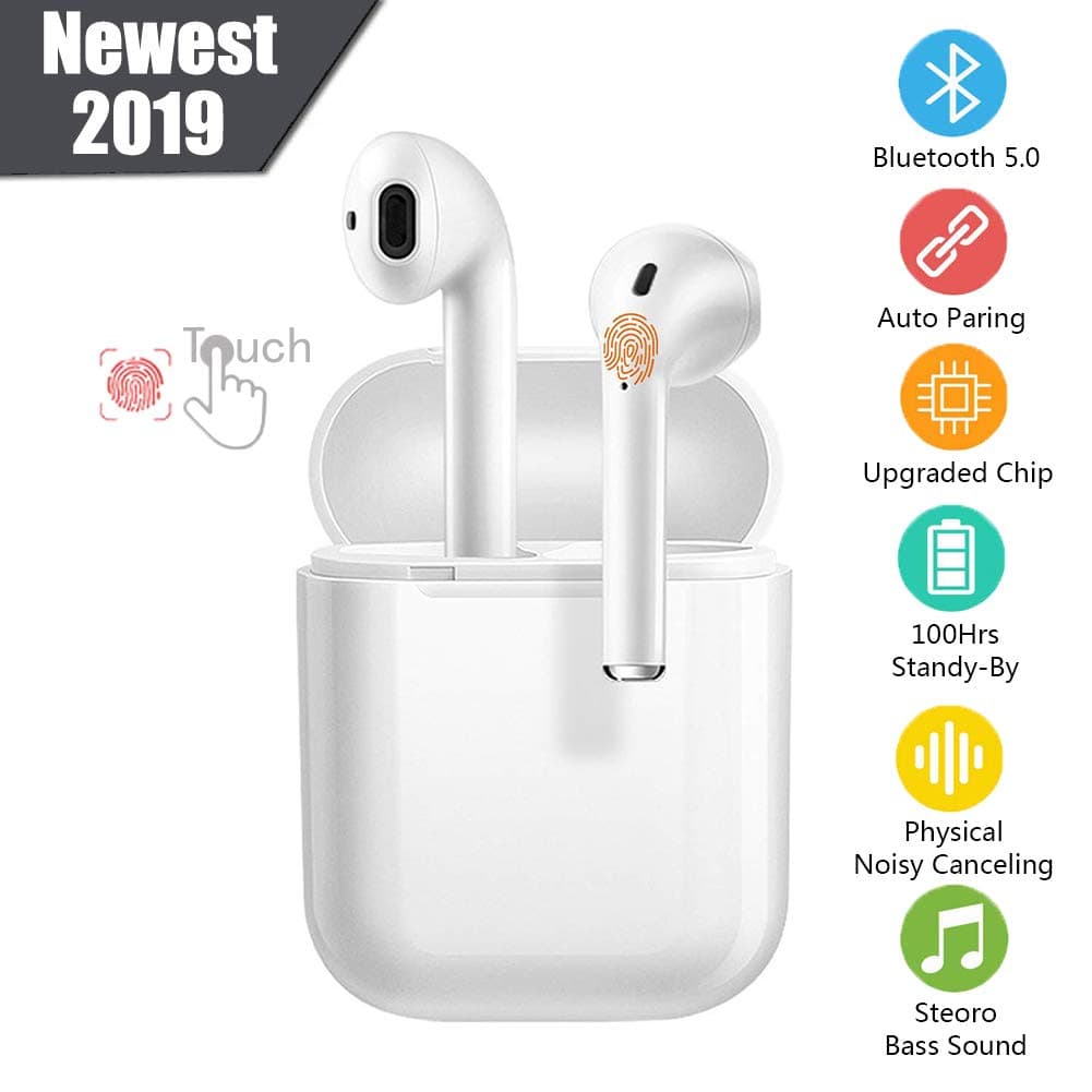 Wireless Earbuds Bluetooth 5.0 Headsets Bluetooth Headphones 3D Stereo IPX5 Waterproof Pop-ups Auto Pairing Fast Charging for Apple of airpods and Airpod Sports Earphone Apple Wireless Earbuds