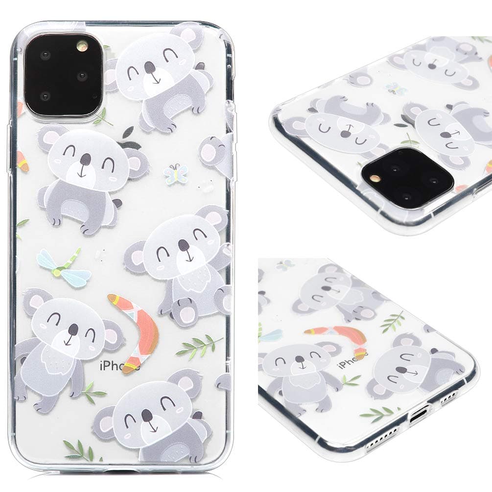 Mixpring Compatible with iPhone 11 Pro Max(6.5 inch) Case, Cute Love Heart Animal Floral Pattern Silicone Soft Flexible TPU Bumper Back Protective Clear Case for iPhone 11 Pro Max-Bear