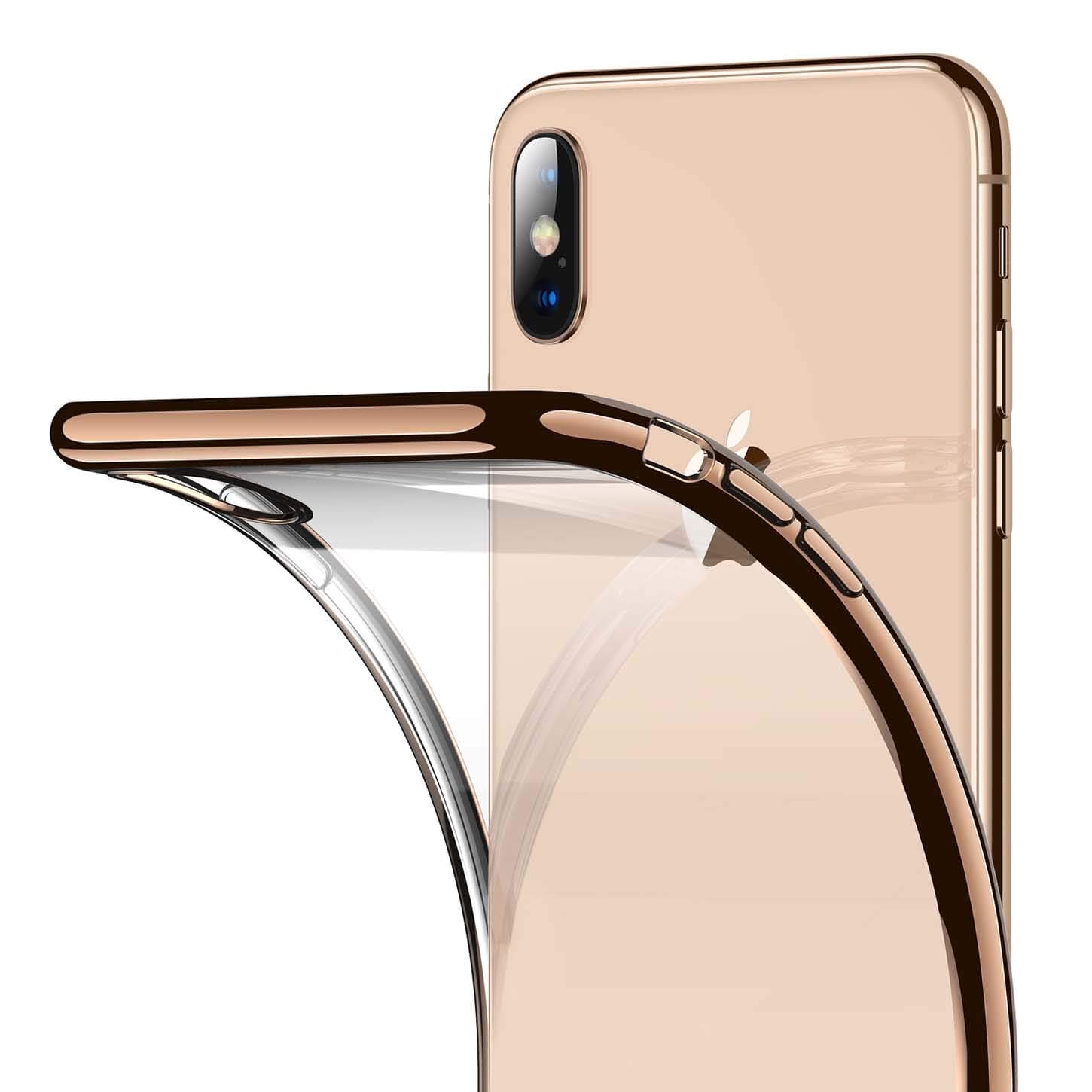 RANVOO Clear iPhone Xs Max Case, Soft Silicone Cover with Gold Electroplated Bumper Thin Slim Fit Case for iPhone Xs Max 6.5 Inch (2018), Gold