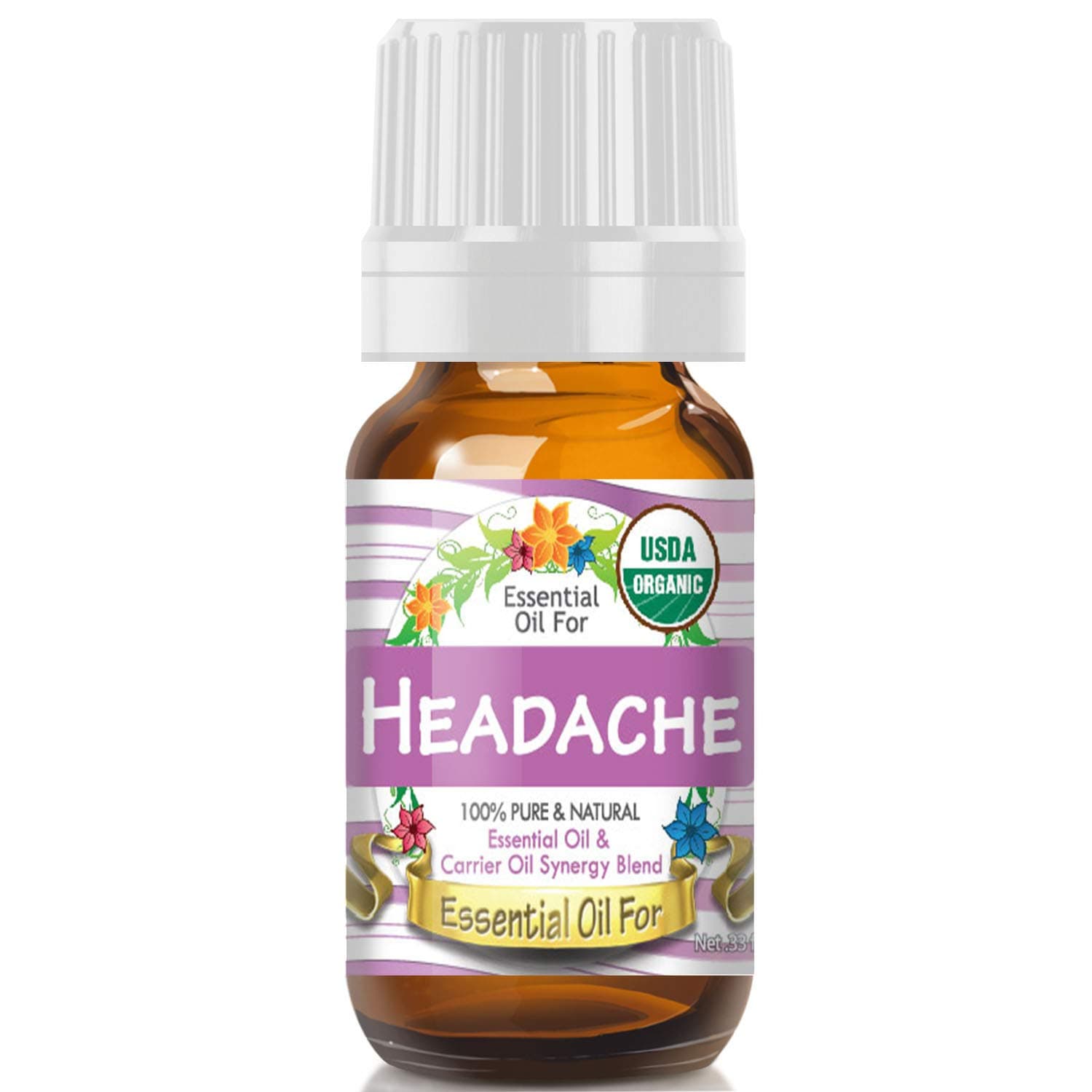 Essential Oil for Headache (USDA Organic - 100% Pure) Unique Blend of Essential Oils Recomended by Aromatherapists for Aromatherapy - 10ml