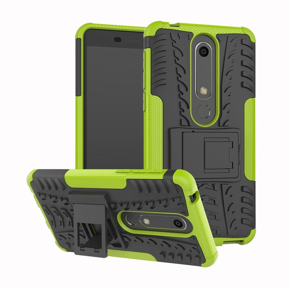 GARITANE Compatible with Nokia 6 2018 Case, Heavy Duty Dual Layer Shockproof Rugged Impact Armor Hybrid Kickstand Back Cover Case for Nokia 6 2018 (Green)