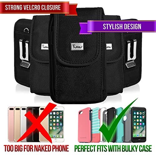 Rugged Heavy Duty Nylon Canvas Vertical EXTRA LARGE Oversize Belt Clip Case Pouch Holster for Microsoft Lumia 430 Lumia 532 Microsoft Lumia 435 [PERFECT FITS WITH MAXBOOST BATTERY CASE ON IT ]
