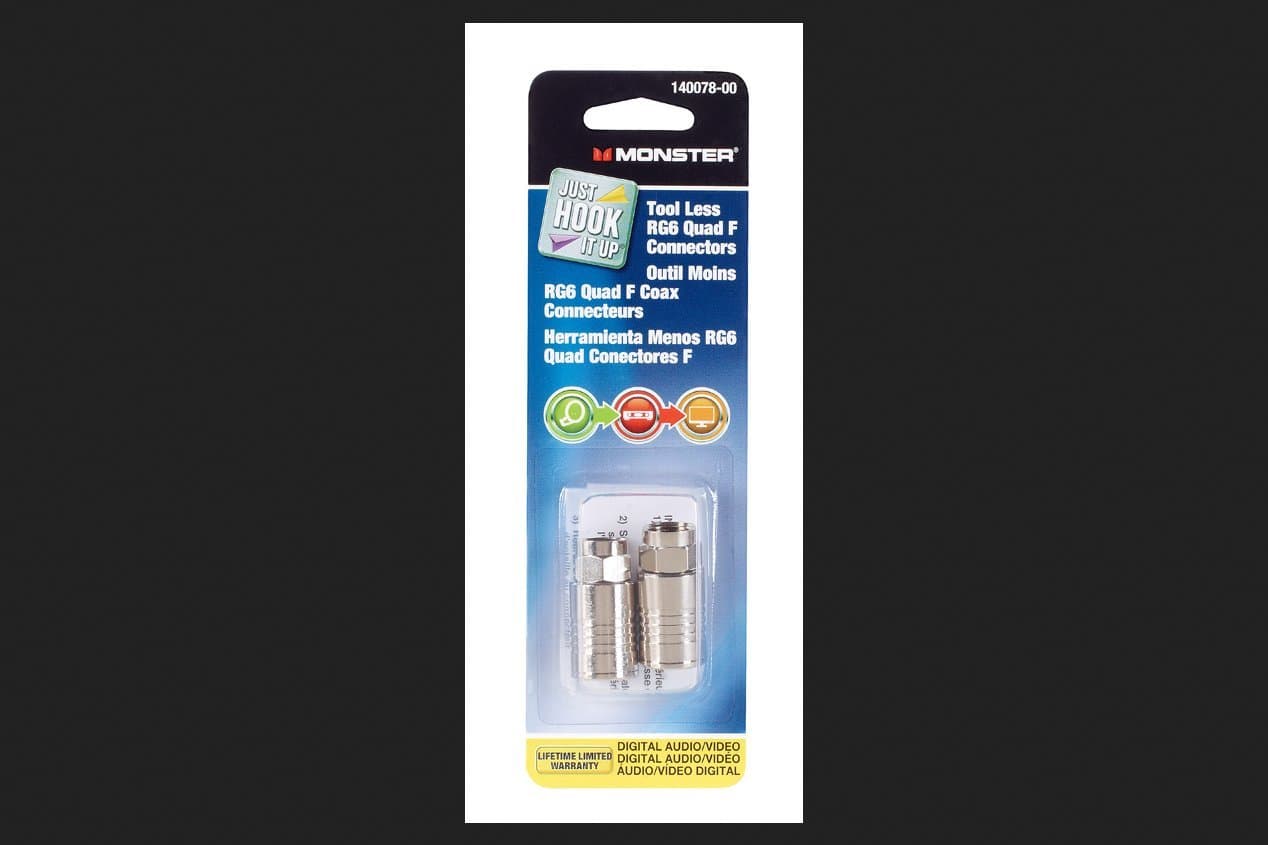 Monster Cable Coax Connectors Rg6 Carded 2 / Pack