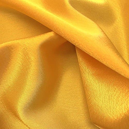 VDS Set of 20 Yard Charmeuse Bridal SOLID Satin Fabric for Wedding Dress Fashion Crafts Decorations Silky Satin 44” inches By the yard – (Yellow Gold)