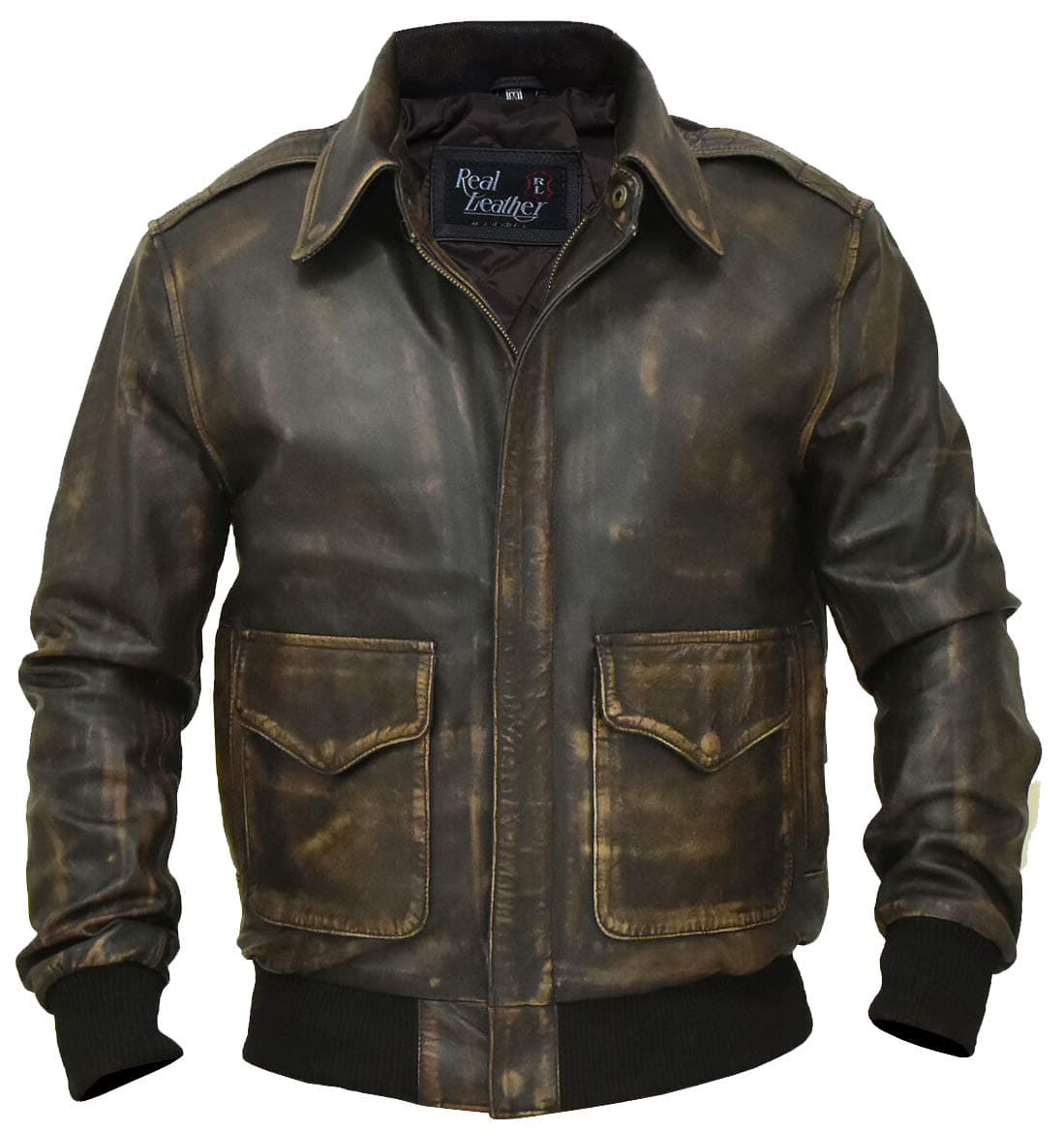 A2 Aviator Brown WWII Flying Tiger Jacket - Pilot Jackets for Men - Bomber Leather Jacket Men
