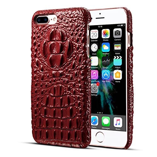 Ying ze IPhone 7 Plus Case Genuine Leather 3D Crocodile Back Protection For Apple IPhone 7 Plus 5.5 Inch (Brown)