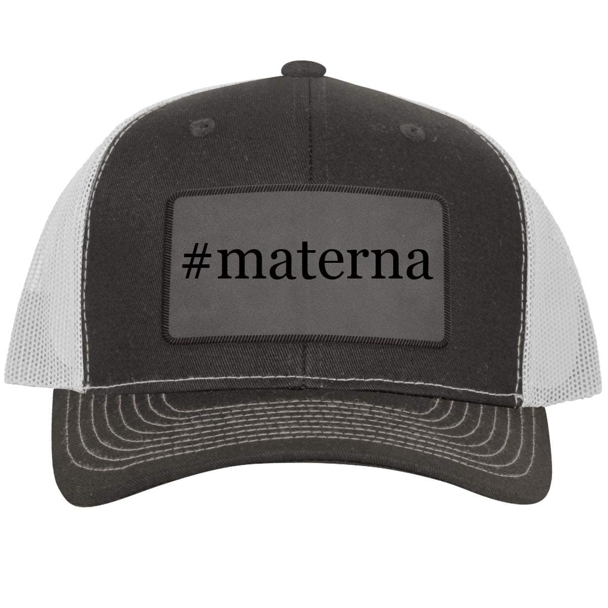 One Legging it Around #Materna - Hashtag Leather Grey Patch Engraved Trucker Hat