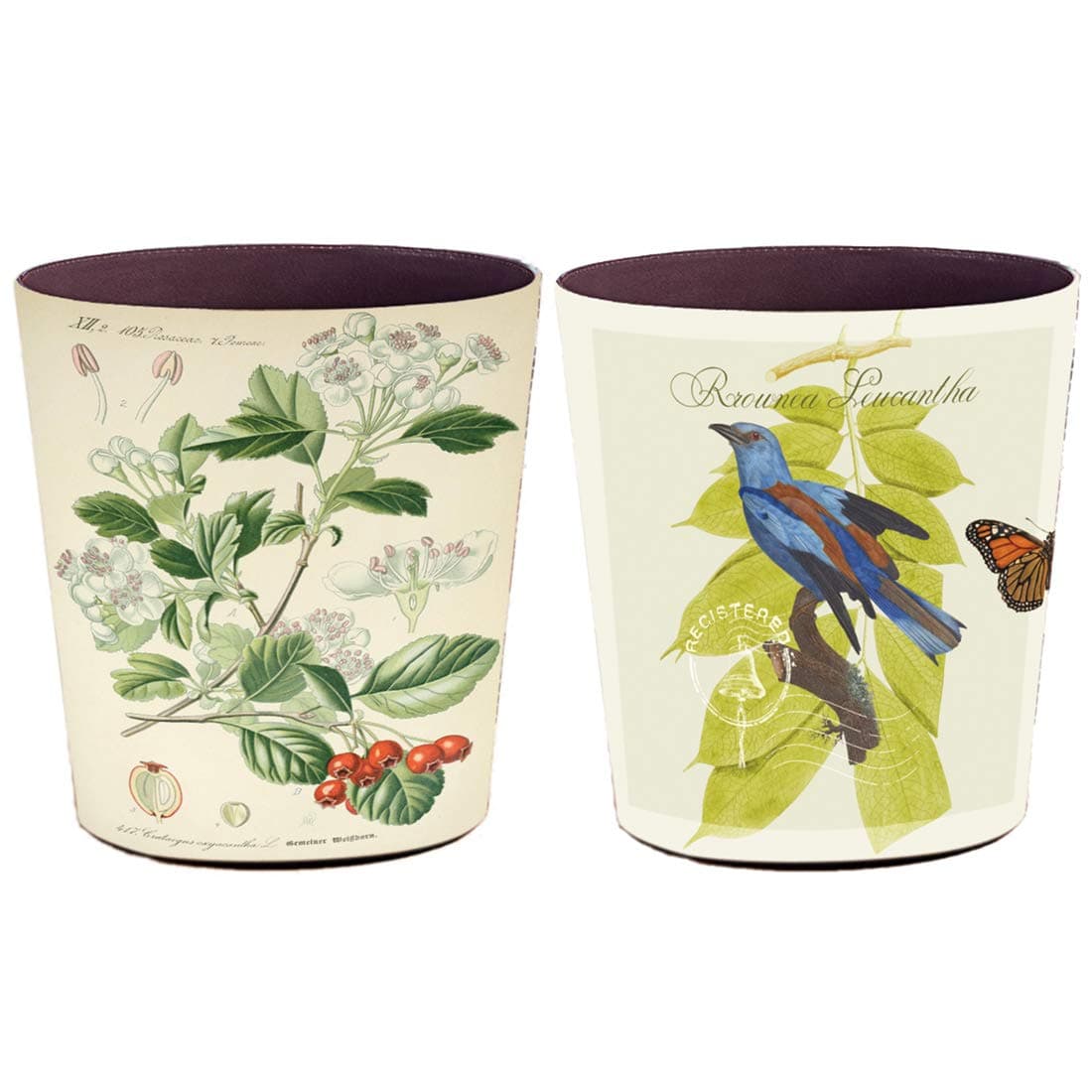 WOLFBUSH Wastebasket, 2Pcs 10L Retro Leather Waste Bin Round PU Leather Trash Can Waterproof Garbage Can Decorative Waste Paper Basket Without Lid for Home Kitchen Office