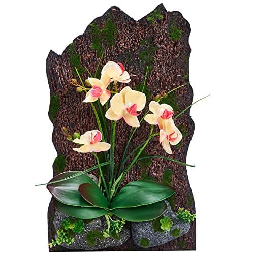 LOUHO 3D Frames Artificial Flowers Orchid Arrangement Table Top Decoration or Wall Mounted Sculptures (Yellow)