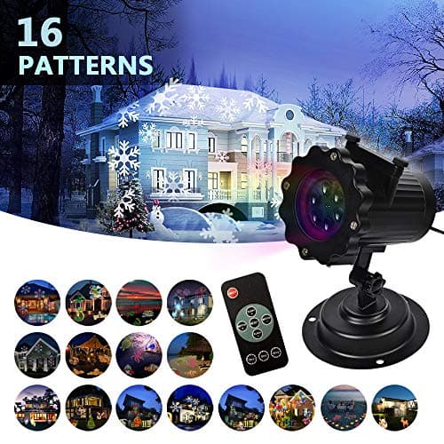 Christmas Lights Projector - [2018 Upgraded] Version 16 Patterns LED Projector Landscape lamp Remote Control and Waterproof - Perfect for Halloween or Christmas