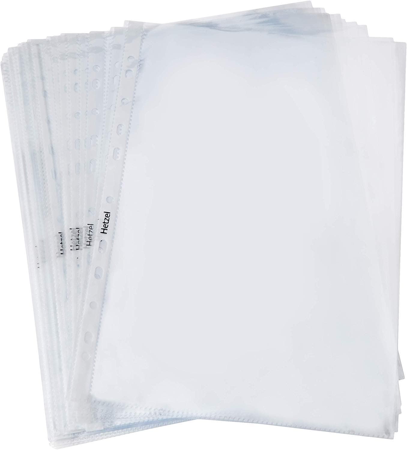 Acco Hetzel 2102392 A4 Punched Document Pockets Crystal Clear | Extra Strong | Sleeve | Wallets | Open at the Top | Pack of 100