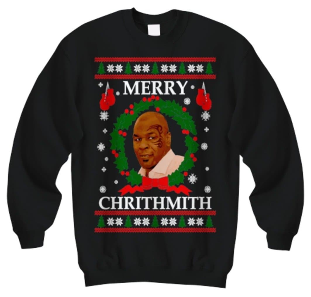 Twisted Image Tees Christmas Mike Tyson Merry Chrithmith Funny Sweater Xmas Sweatshirt Size Small - XL