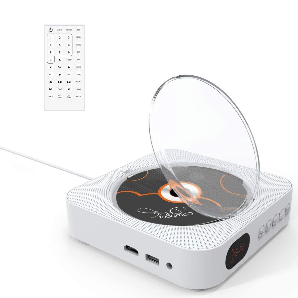 Kids Portable DVD/CD Player,in-Wall / Desk Mountable Multi-Function DVD Player Boombox with /FM Radio/ MP3 / Repeat / Bluetooth for Students and Elders Gifts (DVD Version)