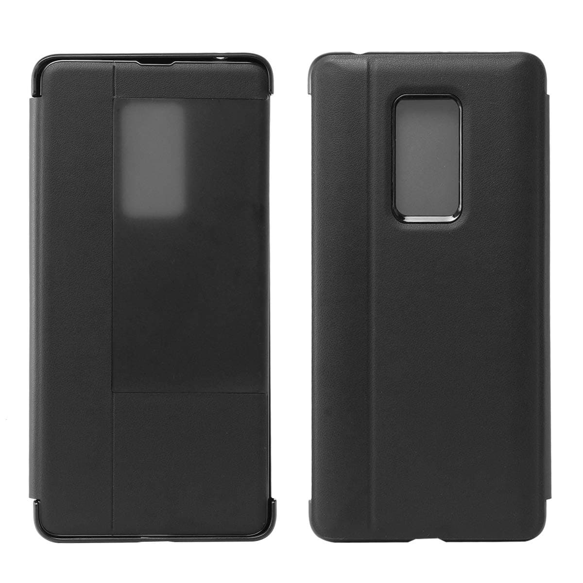 Leather Case for Huawei Mate 20 X, Lining Classic Flip Smart Vision Window Shockproof Phone Cover for Huawei Mate 20 X