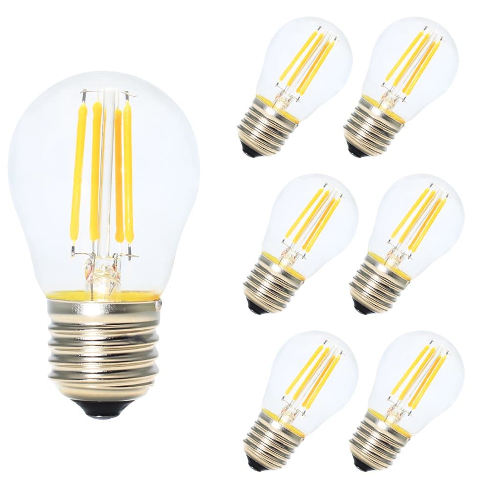 6X Dimmable 4W G45 E27 LED Filament Golf Ball Bulb Warm White 2700K Edison Screw LED Vintage Filament Mini Globe 40W Incandescent Replacement