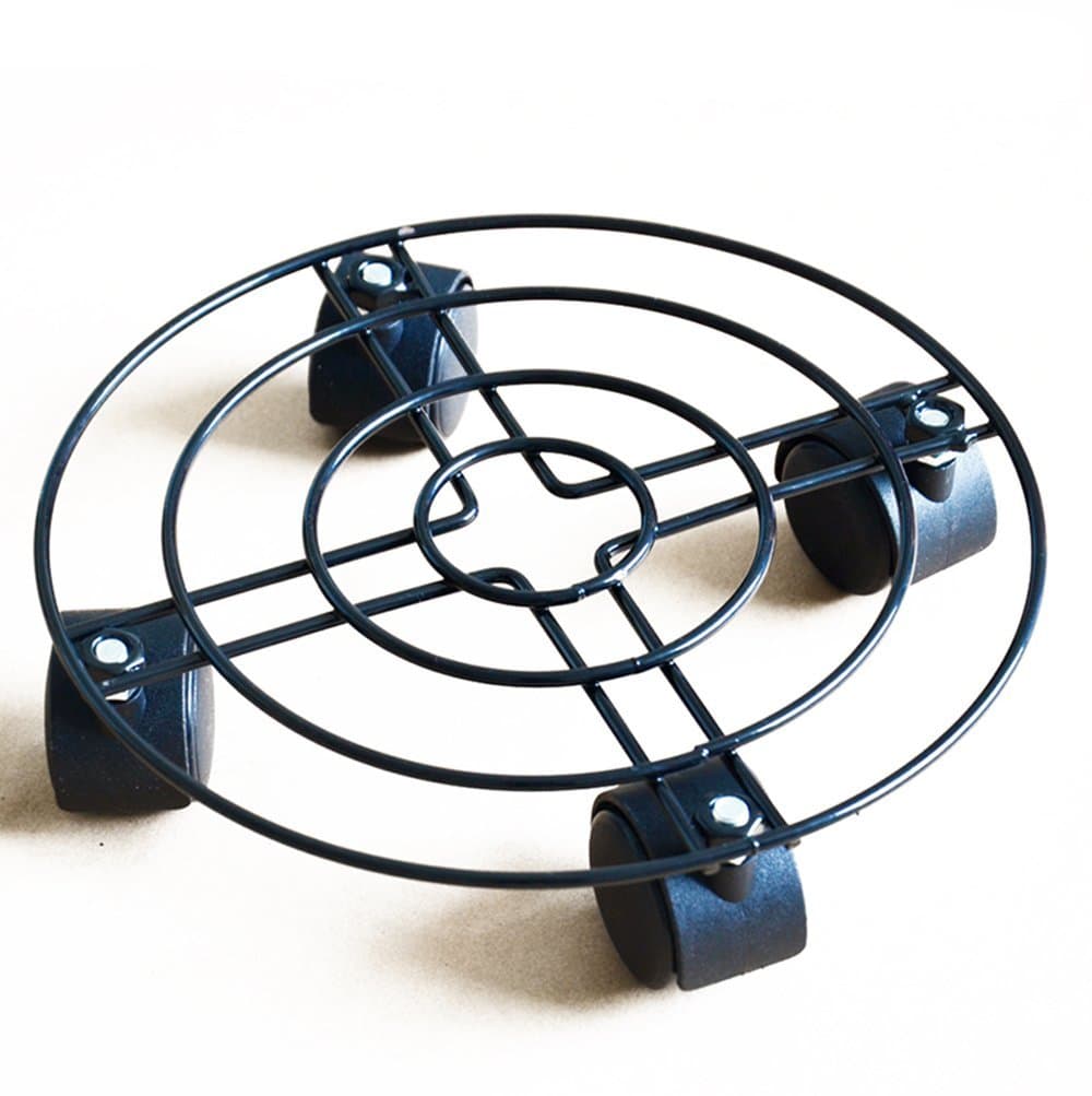DODXIAOBEUL Plant Stand Movable Flower pots Solid Metal Round Flower pots Rack Caddies,Down Under Plant Caddie with Rotating Casters,Universal Wheels,Flower Pots Stand 12-Inch Black