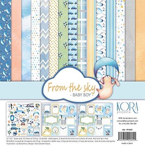 KORA projects Paper pad (15 Sheets) 12"x12" - from The Sky - Baby BOY