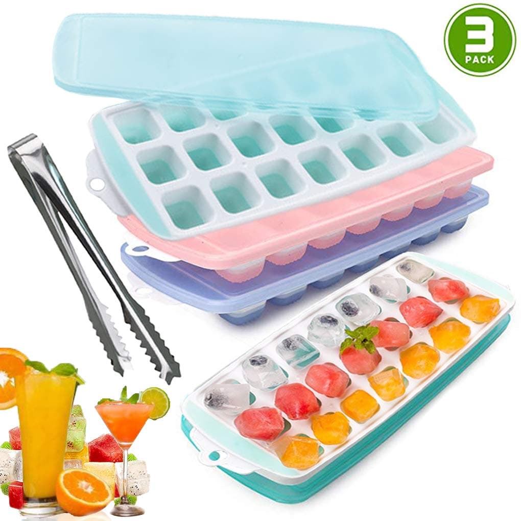 iMustech Ice Cube Trays Silicone with Ice Tong Easy Release Flexible BPA Free for Baby Food Storage Stackable Ice Cube Models with Removable Dishwasher Safe Make 63 Ice Cube for Whiskey