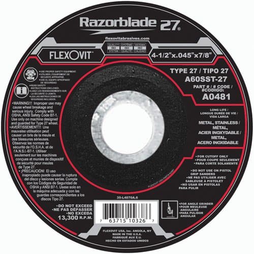 - Flexovit Cutoff Wheel - 4.5in. Dia., Model# A0481