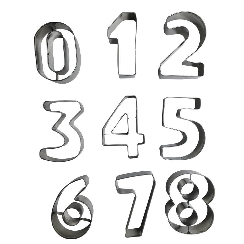 3.2"H Letters Numeral Biscuit Cookie Cutter Mold Set, Cake Jelly Fondant Stamp Impress Embosser (Large Numbers Set) (Numbers)