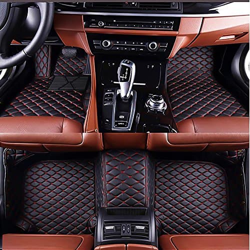 ZKARFaux Leather Floor Mats for BMW X5 E70 2008-2015 5 Seats All Weather Auto Floor Mats, Waterproof Artificial Leather Carpets, Stitching XPE Interior Liner